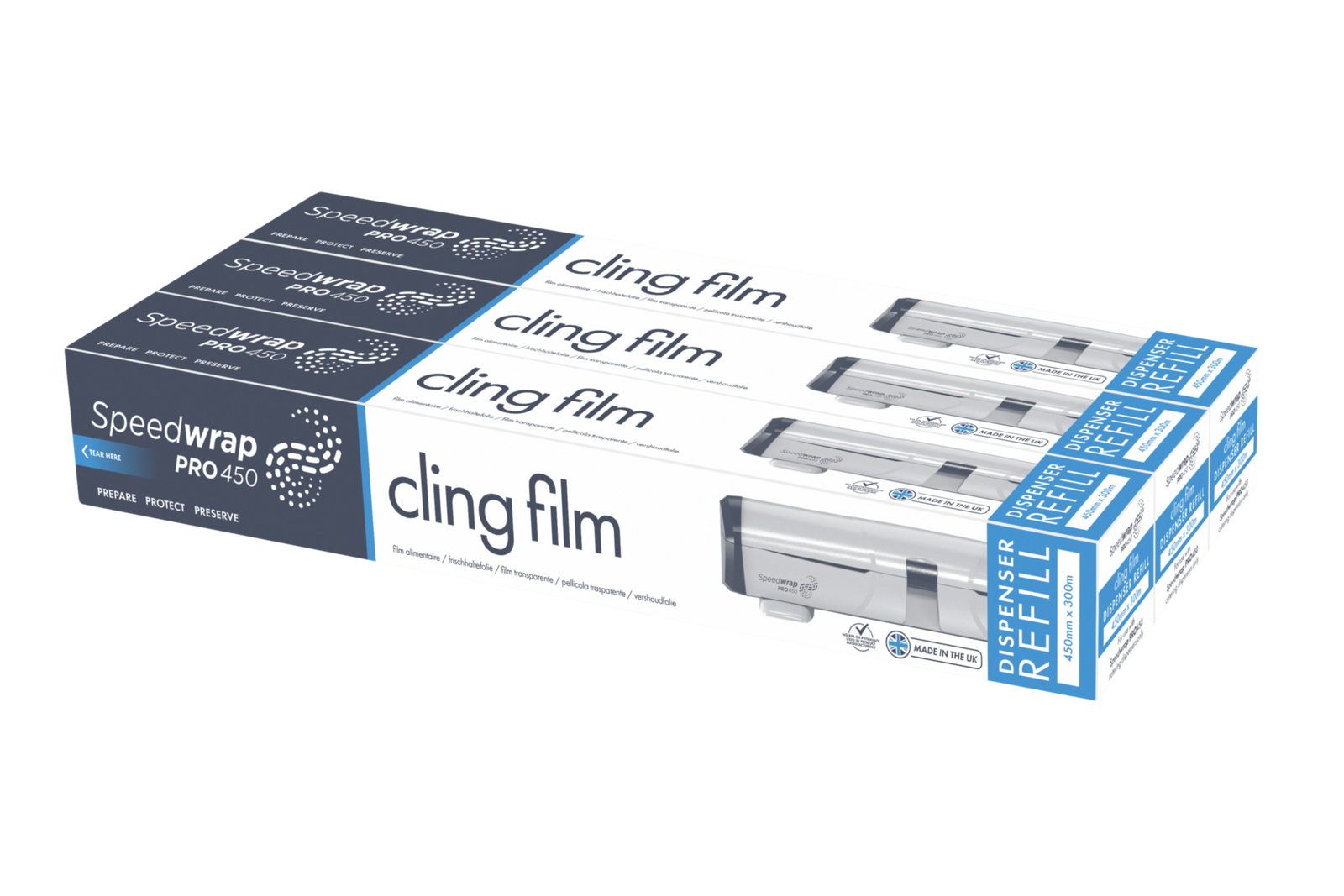 SPEEDWRAP PRO 300 METRES CLING FILM DISPENSER REFILLS PACK OF 3 - Image 2